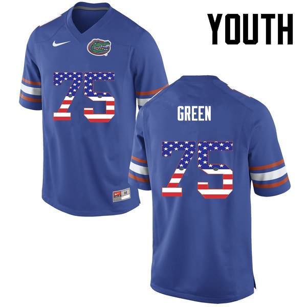 Youth NCAA Florida Gators Chaz Green #75 Stitched Authentic USA Flag Fashion Nike Blue College Football Jersey NAZ2565IN